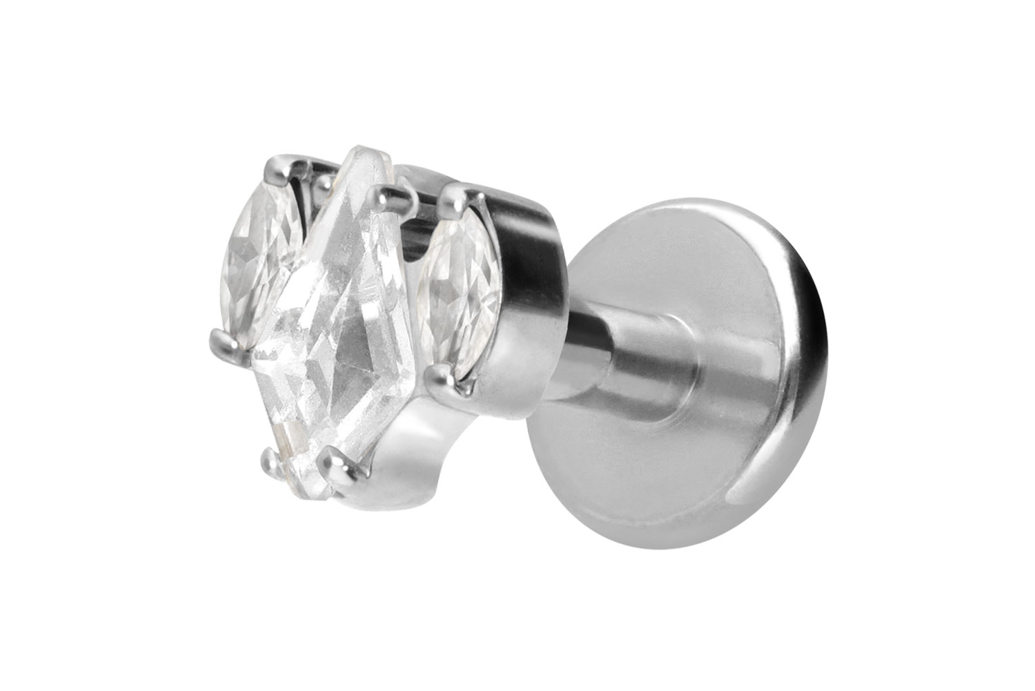 Titan Labret Piercing mit Innengewinde KRISTALLSCHILD + KRISTALLOVALE